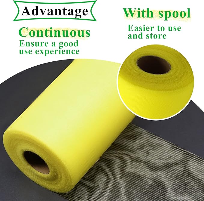 Yellow Tulle Fabric Rolls 6 Inch by 100 Yards Fabric Spool Tulle Ribbon - Image 4