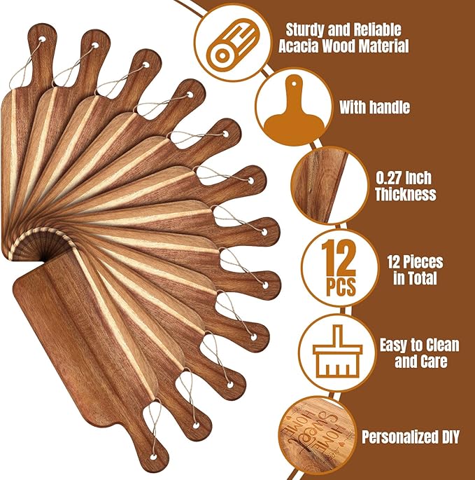 Patelai 12 Packs Wooden Cutting Board Set - Image 3