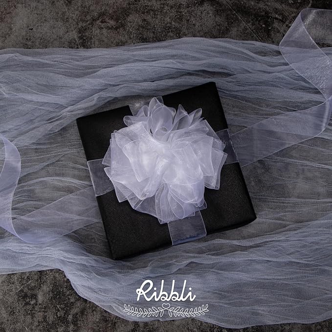 Ribbli White Sheer Organza Ribbon, 1 Inches x Continuous 50 Yard Use - Image 2