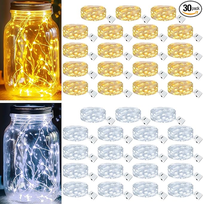 kolpop 30 Pack LED Fairy Lights Battery Operated, 7FT 20 LED Mini Twinkle by kolpop