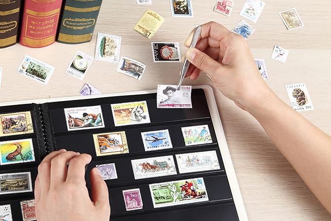 MUDOR Stamp Collecting Album for Collectors, 3 Rows Pockets, 10 Sheets Stamp - Image 5