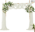 VACVELT Wedding Arch Draping Fabric, Ivory Chiffon, 2 Panels Sheer Drapes by VACVELT