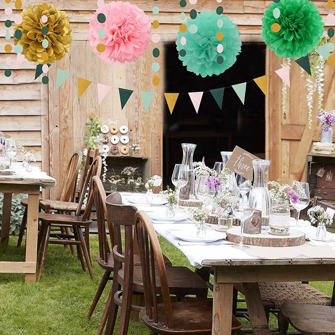 Sage-Green Pink-Gold Baby Bridal-Shower Decorations - Image 4