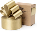 Gold Satin Wired Ribbon 1-1/2 Inch Double-Faced Glitter Ribbons by Keypan