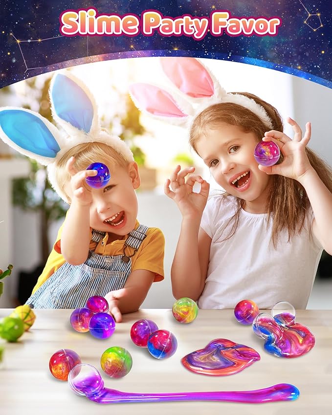 Kidfic 24 Pack Galaxy Slime Party Favors, Non-Sticky, Stress Relief Treasure - Image 7