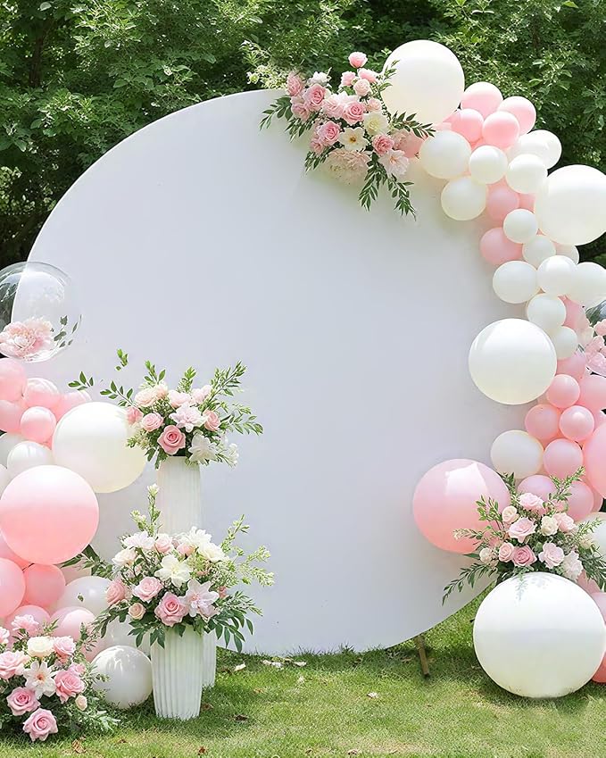 HEMMOTOP 7.2x7.2 ft Round Backdrop Cover White, Circle Arch Stand Cover - Image 9