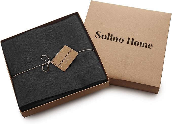 Solino Home Linen Black Tablecloth 60 x 132 Inch - Image 5