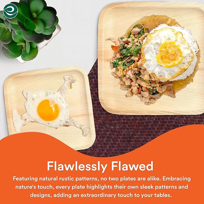 ECO SOUL Compostable 7 & 10 Inch Palm Leaf Square Plates Like Bamboo Plates | - Image 5