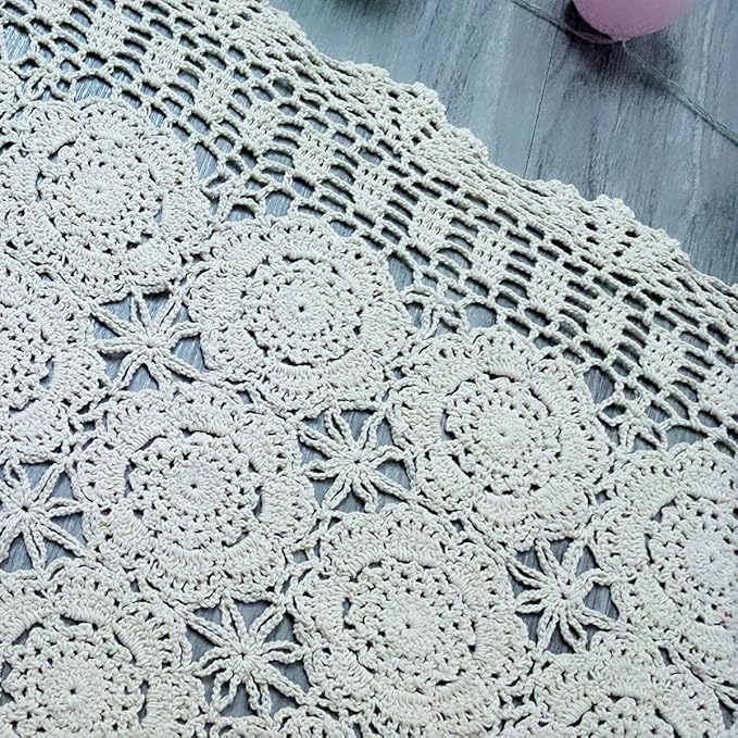 Cotton Handmade Crochet lace Table Runners Rectangular Tablecloth Doilies Doily - Image 5