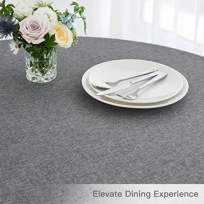 maxmill Round Linen Textured Tablecloth Spill-Proof Stainproof Wrinkle Free - Image 8