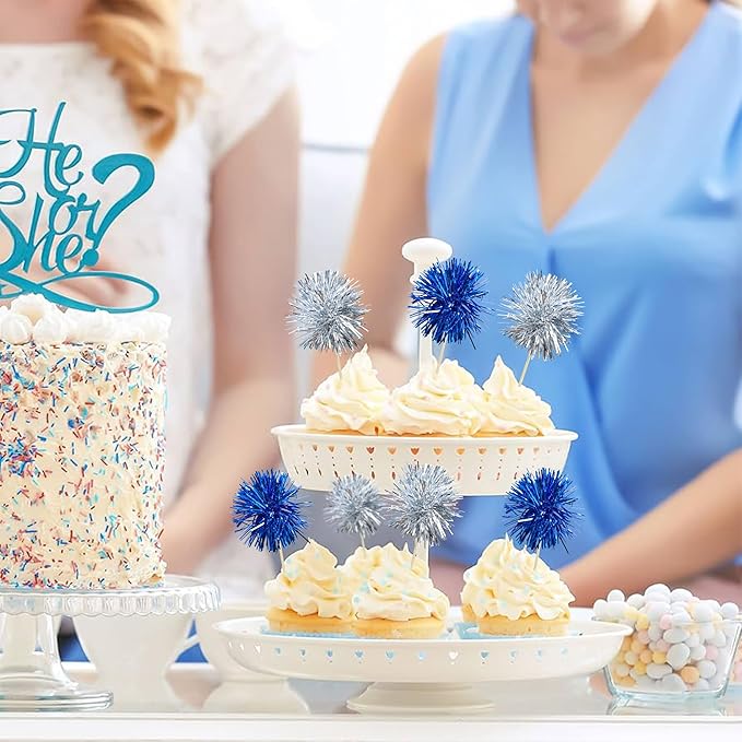 Ephlyn 30Pcs Foil Firework Cupcake Toppers Party Birthday Cake Toppers Supplies - Image 7