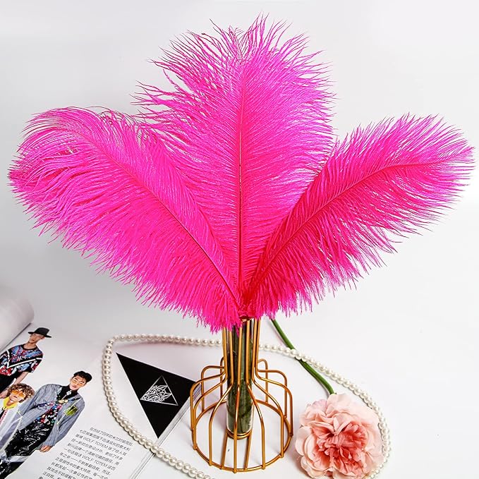 THARAHT Hot Pink Ostrich Feathers 24pcs Natural Bulk 10-12Inch 25cm-30cm - Image 6