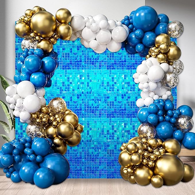 12PCS Colorful Lake Blue Shimmer Wall Backdrop, Square Sequin Photo Backdrops - Image 6