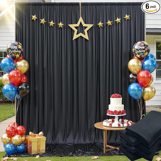 30x12ft Wrinkle Free Black Backdrop Curtain by ENJOYYOURPARTY
