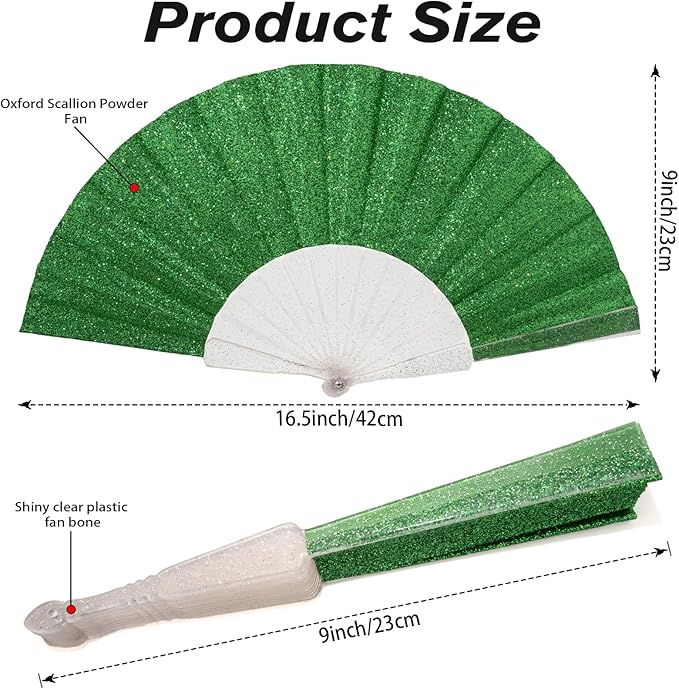 12 Pack Handheld Fan, Folding Hand Glitter fan - Image 2