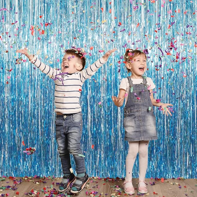 GOER 3.2 ft x 8.2 ft Metallic Tinsel Foil Fringe Curtains Party Photo Backdrop - Image 4