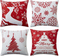 Christmas Pillow Covers 20x20 Set of 4 Farmhouse Christmas Tree Throw Pillow by NANAN