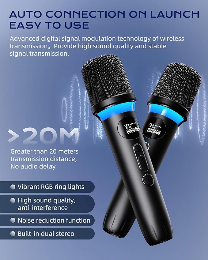 Karaoke Machine, IPX5 Waterproof Portable Bluetooth 5.3 Speaker - Image 4