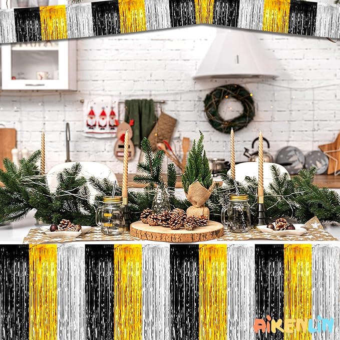 10 Pack 10 Feet Foil Fringe Garland Metallic Tinsel Streamers Banner Wall - Image 3