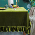 Velvet Tablecloth Luxurious Solid Rectangle Table Cloth, Oblong Retro Farmhouse by GLORYSEASON