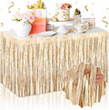 3 Pack 29 x108 Inch Champagne Gold Foil Fringe Table Skirts Metallic Banner by LANTIANCHEN