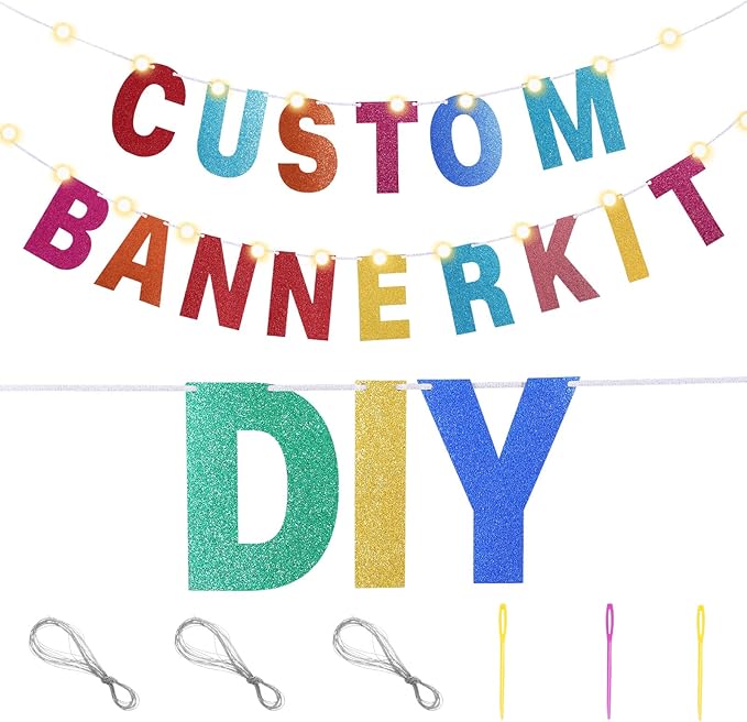 TaoBary 112 Pcs DIY Letter Kit Glitter Customizable Banner Letters Include 107 - Image 3