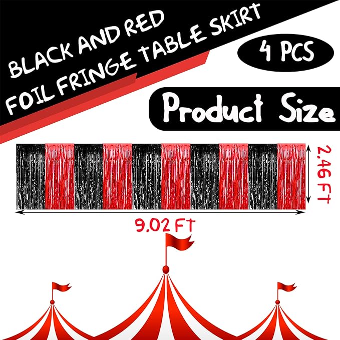 4 Pack 29x108 Inch Metallic Foil Fringe Tinsel Table Skirts - Image 2
