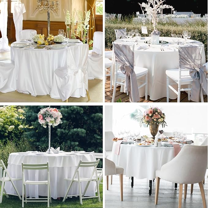 Round Tablecloth 132 Inch 10 Pack White Tablecloths Washable Decorative Linen - Image 3