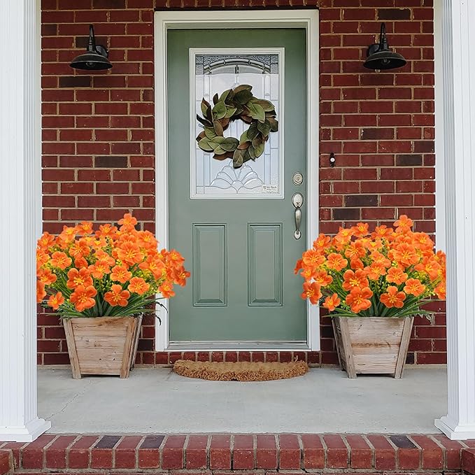 16 Pcs Artificial Fall Flowers for Outdoors, UV Resistant Outdoor Fall Fake - Image 2
