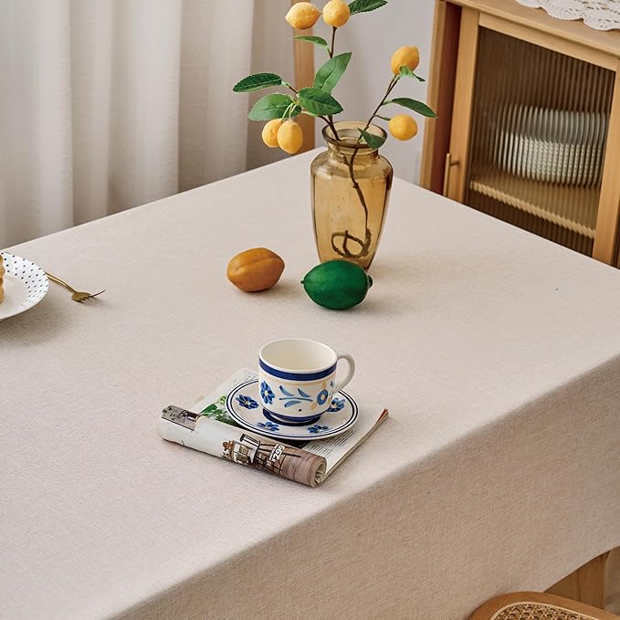 NLMUVW Square Linen Tablecloth 54x54 Inch, Rustic Textured Table Cloth Water - Image 2