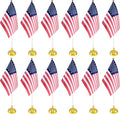 12 Pack USA US Desk Flags, Small Mini American Deluxe Table Flags Set by BCLin