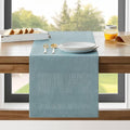 ZeeMart Linen Textured Border Table Runner, 14 x 36 Inch Blue, Farmhouse Style by ZEEMARTONLINE