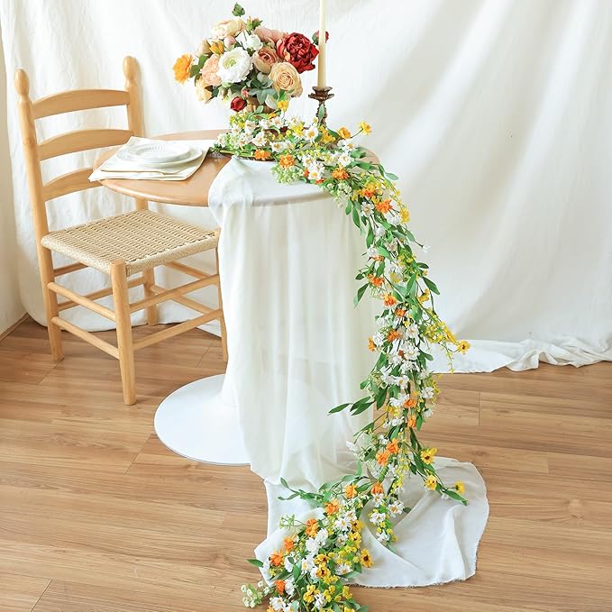 Mizii Artificial Flower Garland 6FT Fake Daisy Floral Garland Daisies Hanging - Image 6