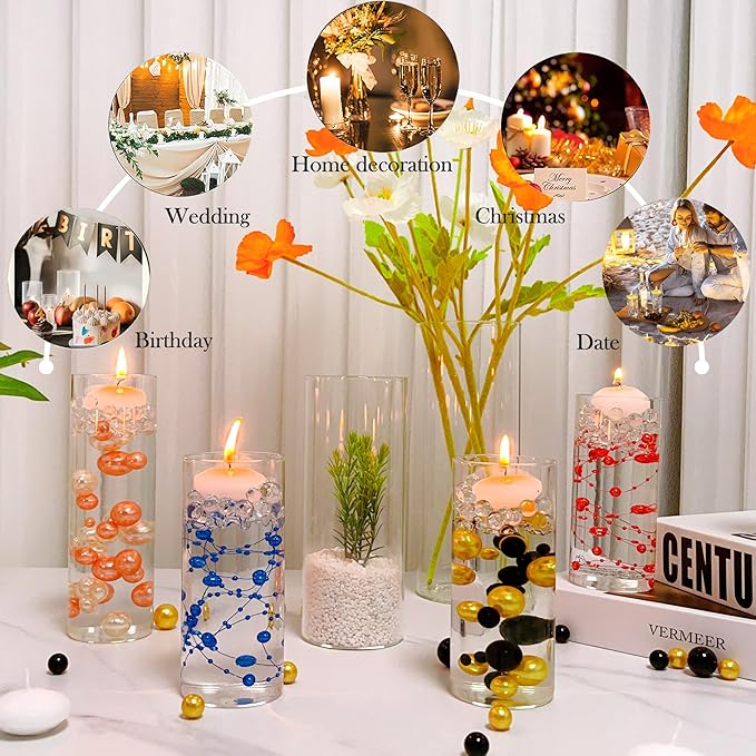 UDU Set of 12 Cylinder Glass Vases and 18 Pcs Floating Candles - Image 6