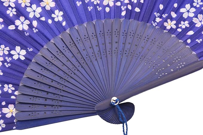 Amajiji 8.27" Hand Held Bamboo Silk Folding Fan Hand Fan, Chinese/Japanese - Image 6