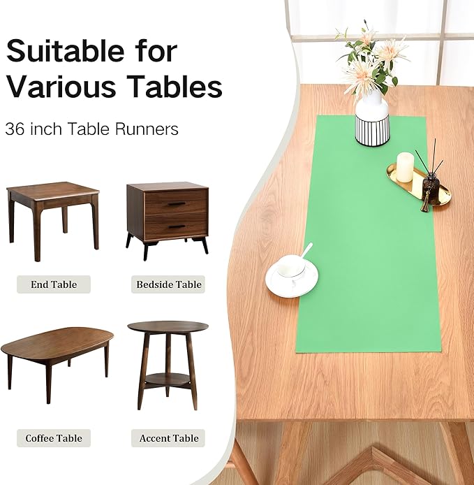 Farmhouse Sage Green Table Runner Small Short Table Runners 36 Inches Coffee - Image 5