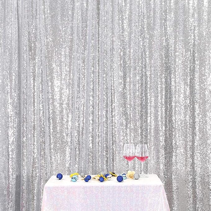 Poise3EHome Silver Sequin Backdrop, 20Ft x 10Ft Glitter Photography Background by Poise3EHome