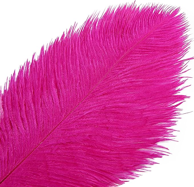 THARAHT Hot Pink Ostrich Feathers 12pcs Large Natural Bulk 12-14Inch 30cm-35cm - Image 3
