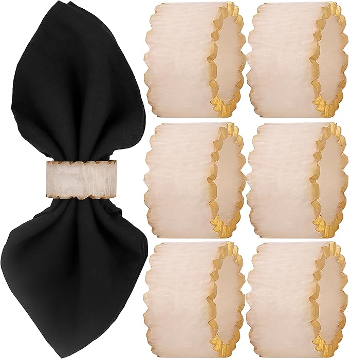 Rustic Epoxy Resin Napkin Rings Set of 6 by CLEENTABLE