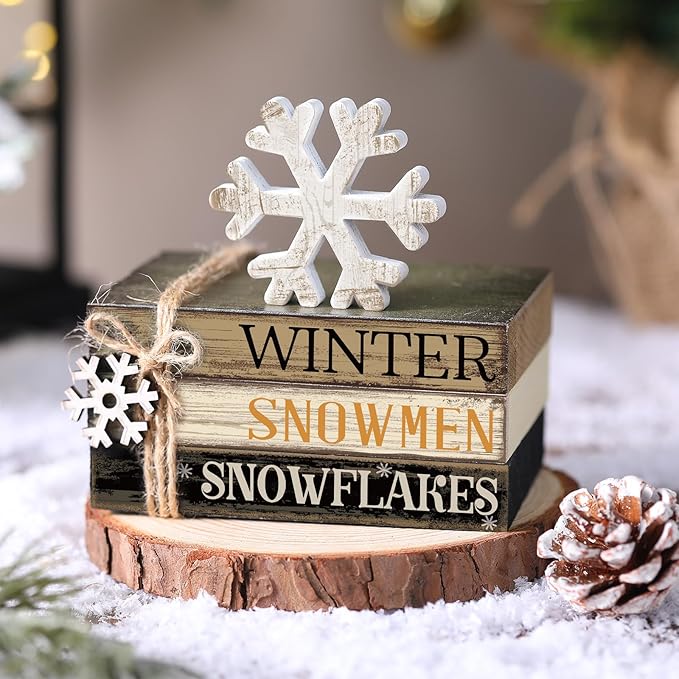 4 Pcs Winter Table Decorations Snowmmen Tiered Tray Decorations Christmas Mini - Image 2