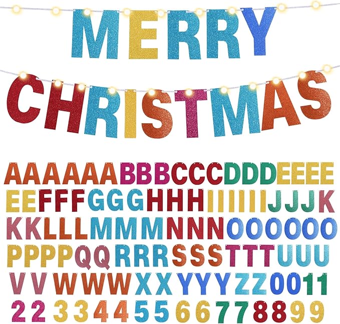 TaoBary 112 Pcs DIY Letter Kit Glitter Customizable Banner Letters Include 107 - Image 8