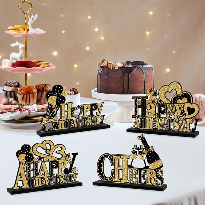 4 Pieces Anniversary Decorations Wooden Table Centerpieces, 10th 20th 30th 40th - Image 4