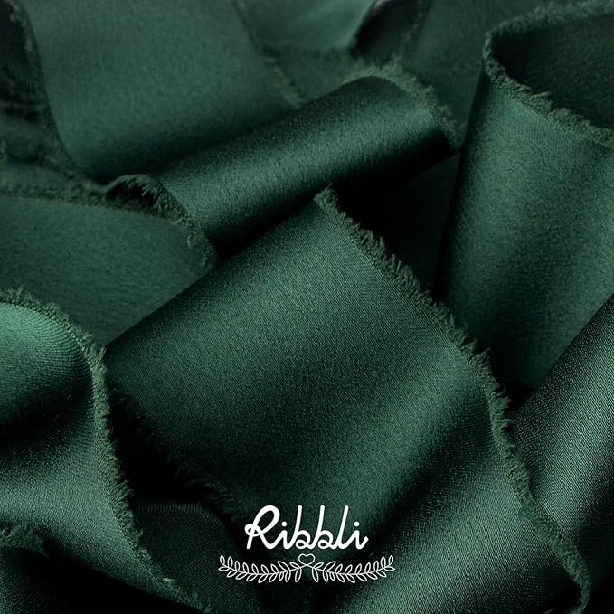 Ribbli Forest Green Silk Satin Ribbon 1.5 Inch x 12 Yard - Image 2