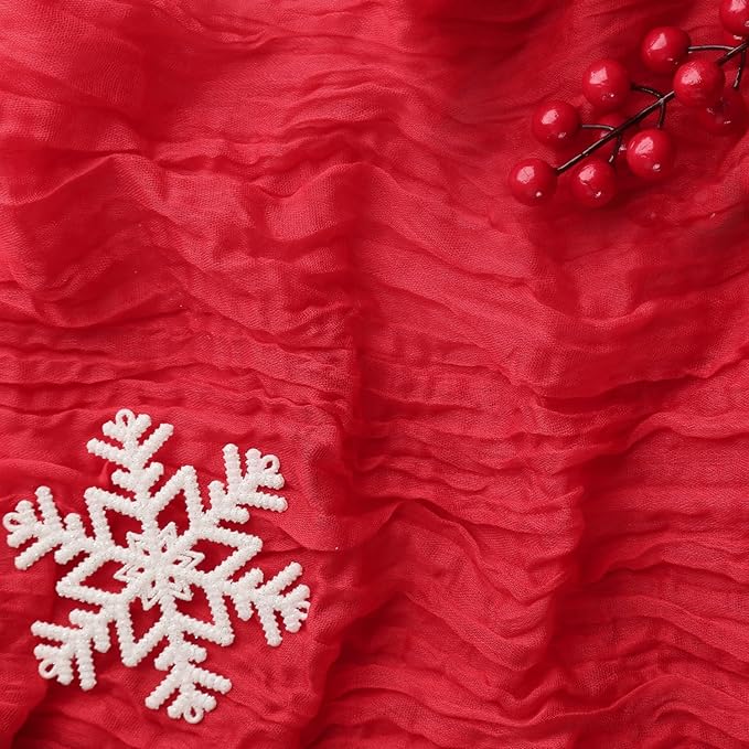 3 Pack Red Cheesecloth Table Runner Gauze Christmas Table Runner 35x120 Inch - Image 7