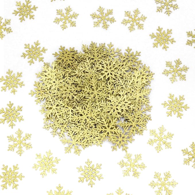 200PC Snowflake Party Decorations Gold Glitter Christmas Confetti Paper - Image 7