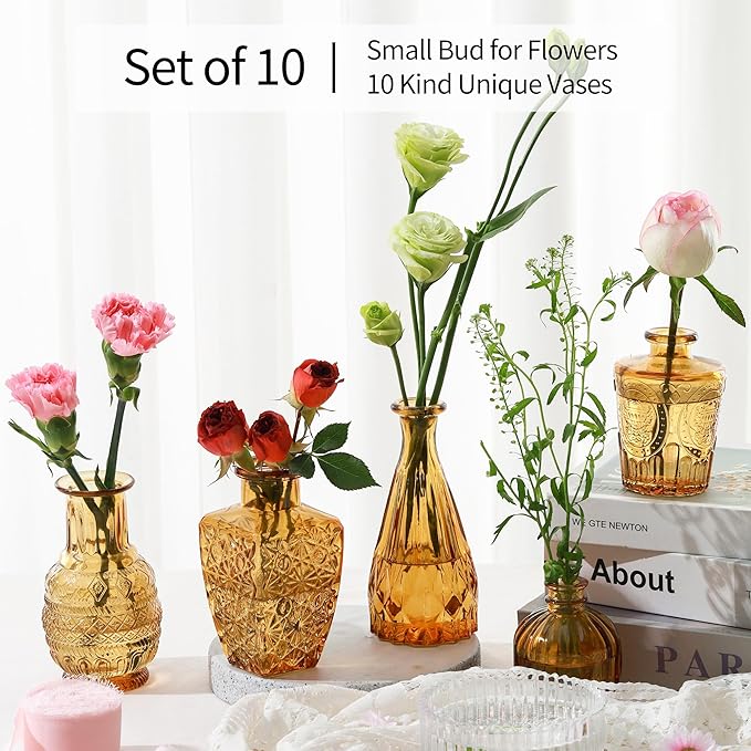 Vintage Small Glass Vases Set of 10, Mini Bud Vases - Image 6