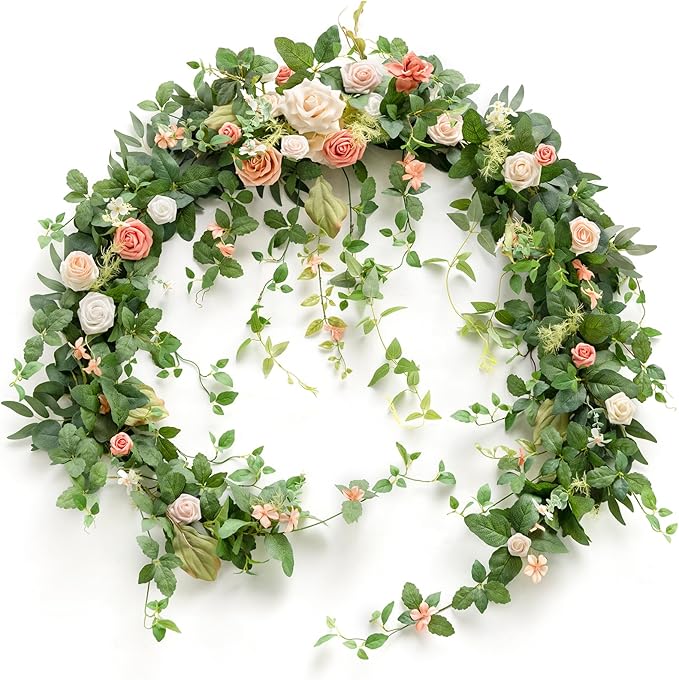Ling's Moment 9FT Spring Eucalyptus & Willow Leaf Flower Garland by LingsMoment
