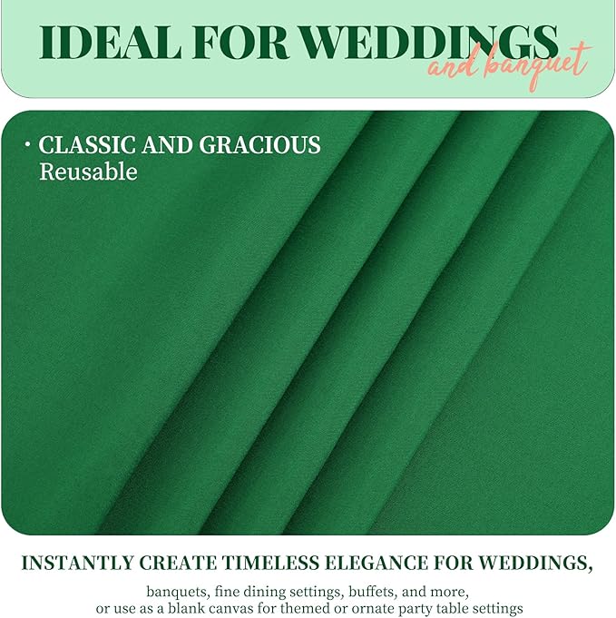 12 Pack 60 x 126 Inch Rectangle Tablecloth Green Polyester Tablecloth - Image 3