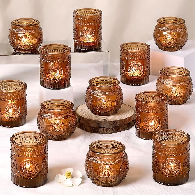 DARJEN 24Pcs Amber Votive Candle Holders by DARJEN