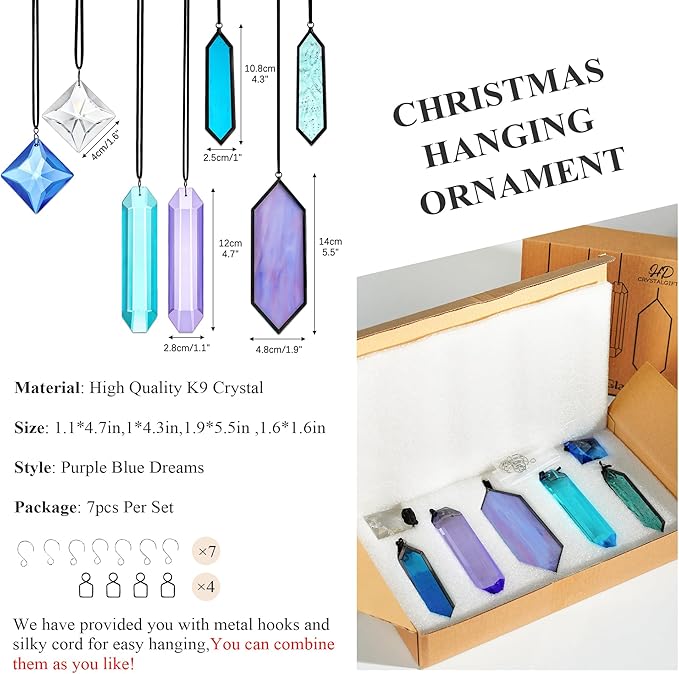 7 Pack Stained Glass Icicle Ornaments - Image 2